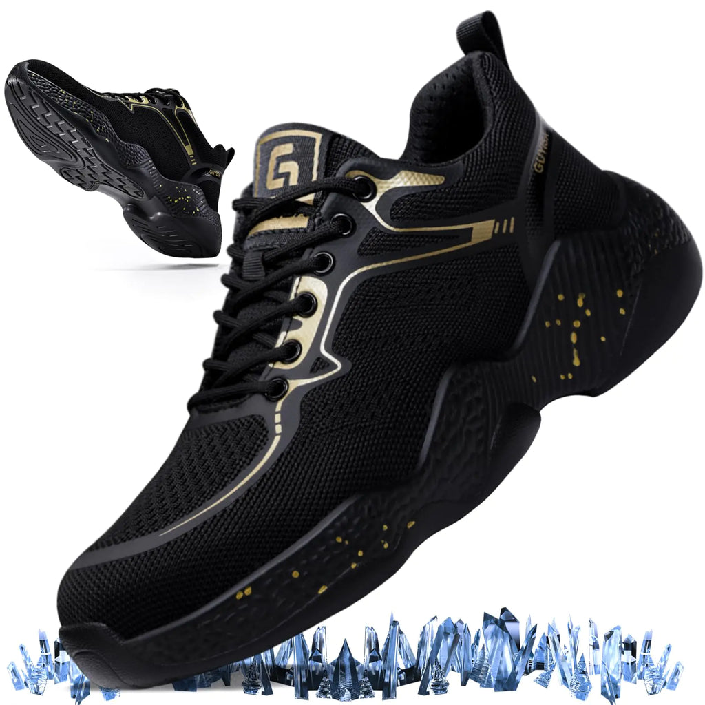 Gsutenmre Steel Toe Shoes for Men Breathable Work Shoes Lightweight Steel Toe Sneakers Indestructible Construction Safety Shoes Smash Puncture Proof Steel Toe Work Shoes for Men Women