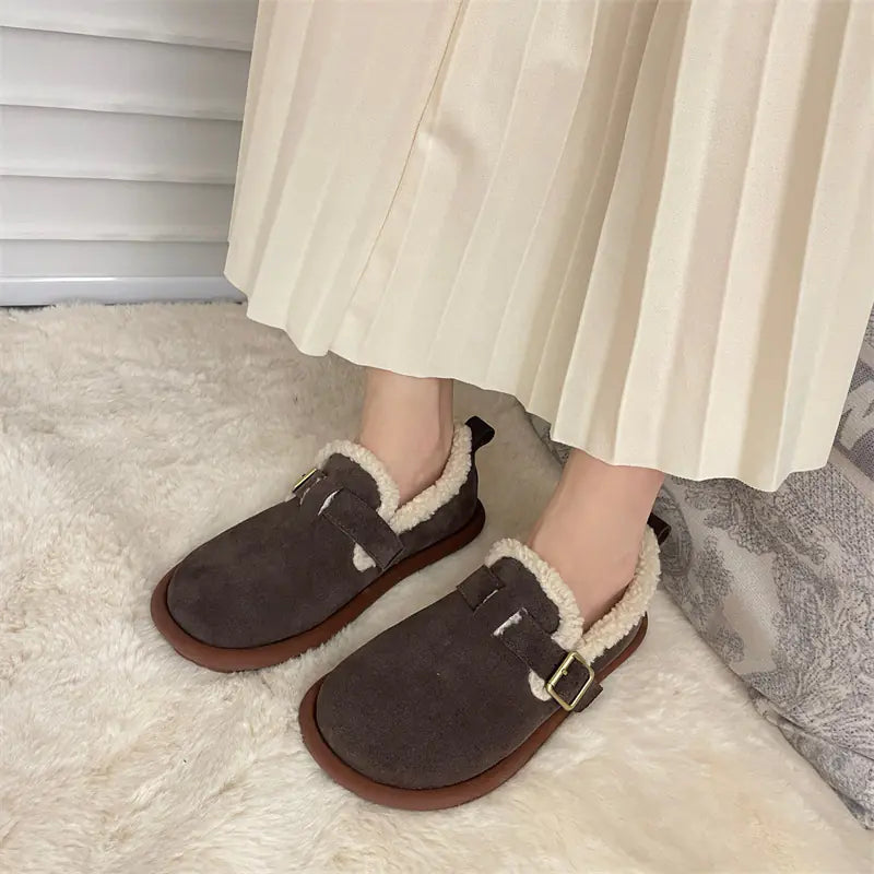 Warm Velvet Beanie Shoes for Women in Winter