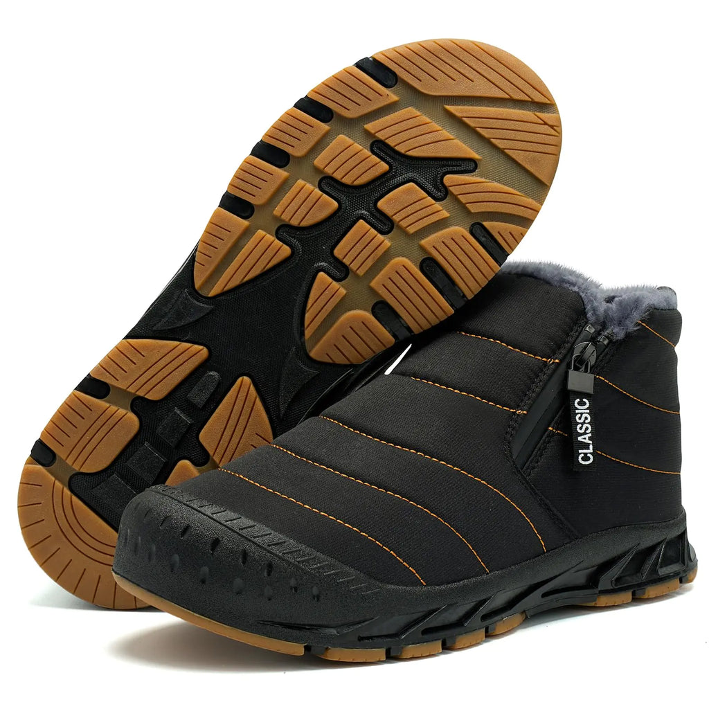 DXINZHI Mens Waterproof Snow Boots Warm Winter Boots Fur Lined Booties Non-Slip Lightweight Winter Shoes（9.5）