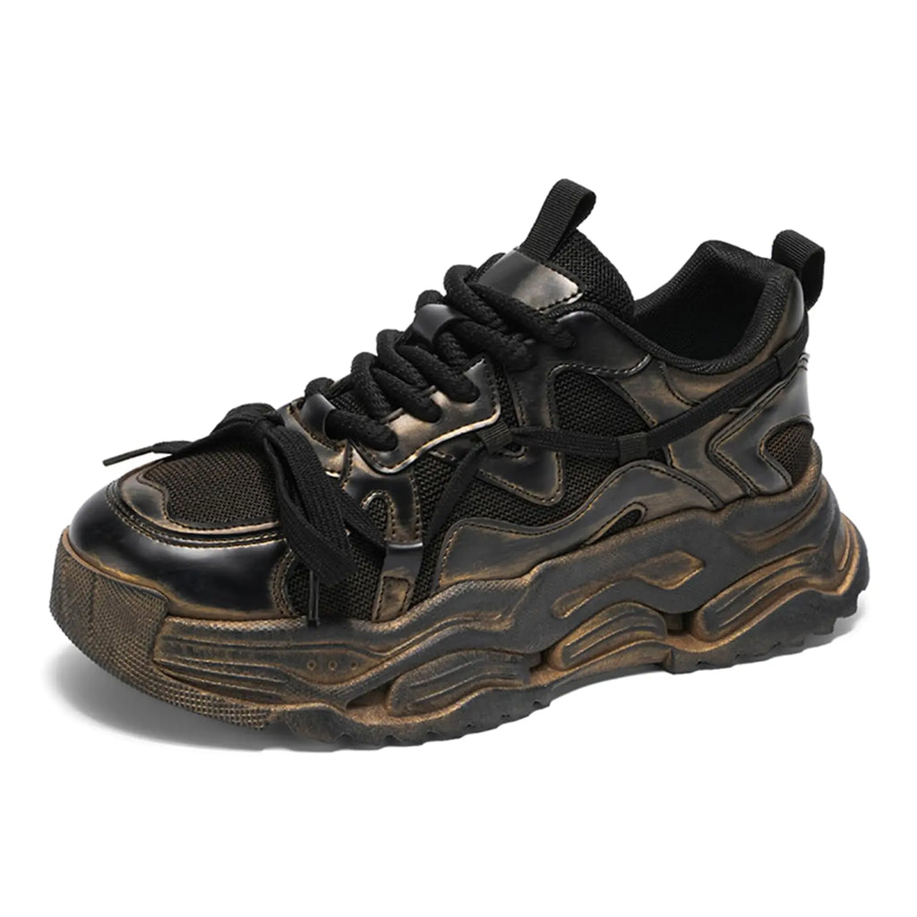 SPWAGYM Mens Running Shoes Tennis Walking Shoes Fashion Chunky Sneakers Workout Casual Athletic Shoes Brown Size 8.5