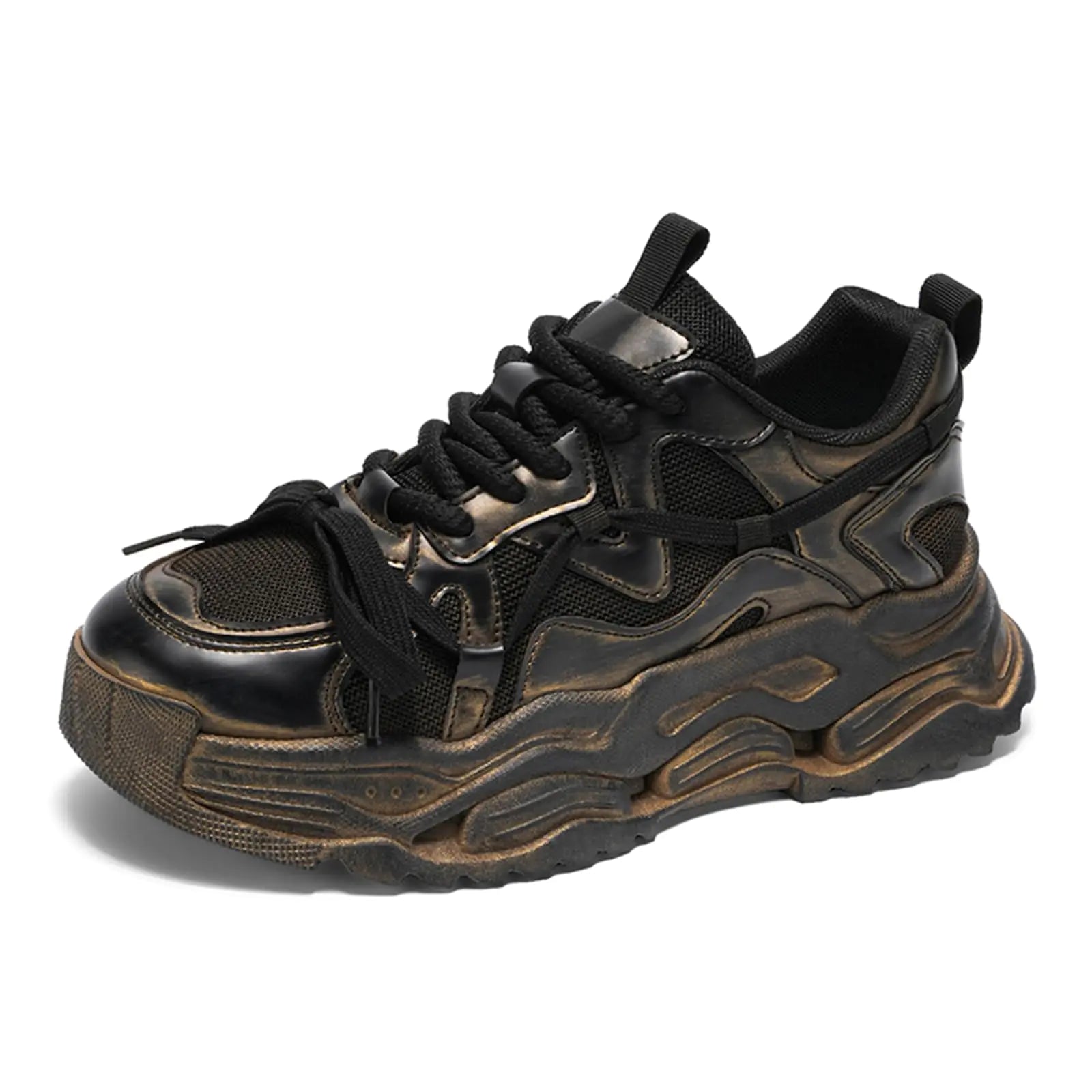 SPWAGYM Mens Running Shoes Tennis Walking Shoes Fashion Chunky Sneakers Workout Casual Athletic Shoes Brown Size 8.5