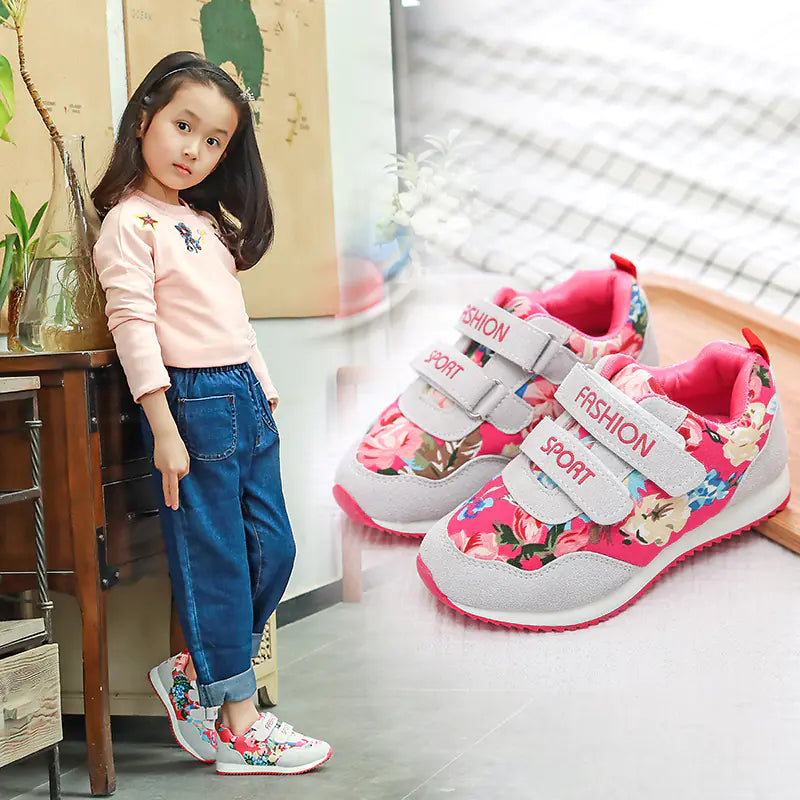 Girls' Winter Athletic Shoes with Floral Design