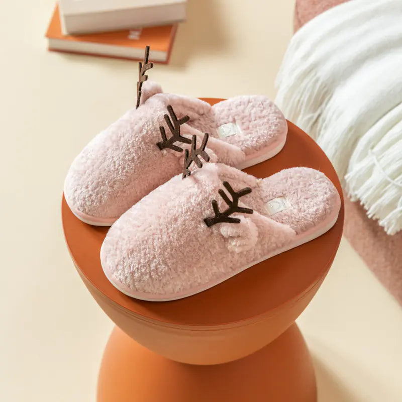 Warm Plush Cotton Slippers for Women - Indoor Winter Shoes