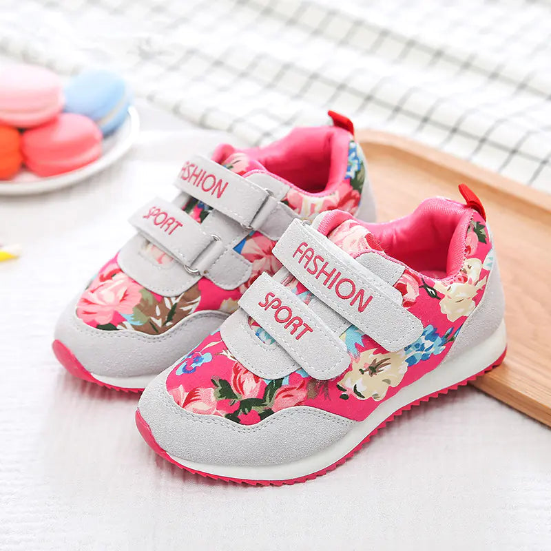 Girls' Winter Athletic Shoes with Floral Design